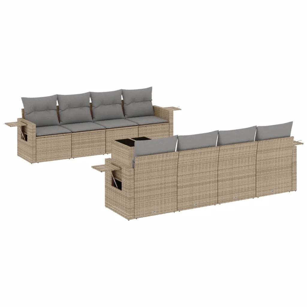 Set Divano da Giardino 9 pz con Cuscini Beige in Polyrattancod mxl 89286