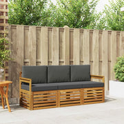 Set divani 3 pcs Naturale e Antracite Legno di Acacia Massello