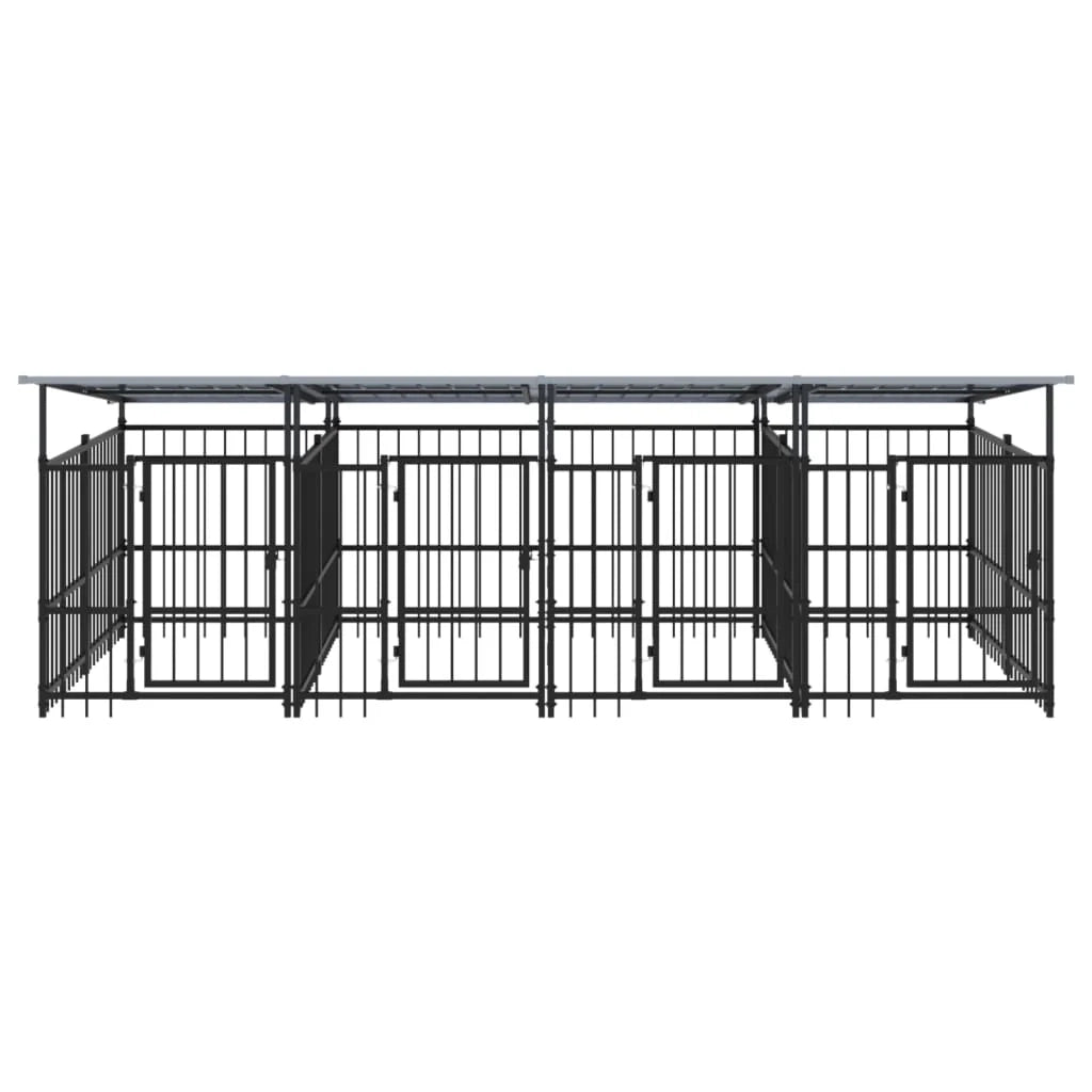 Cuccia gabbia per animali da esterno pac con tetto per cani in acciaio 7,51 m² nero 02_0041770