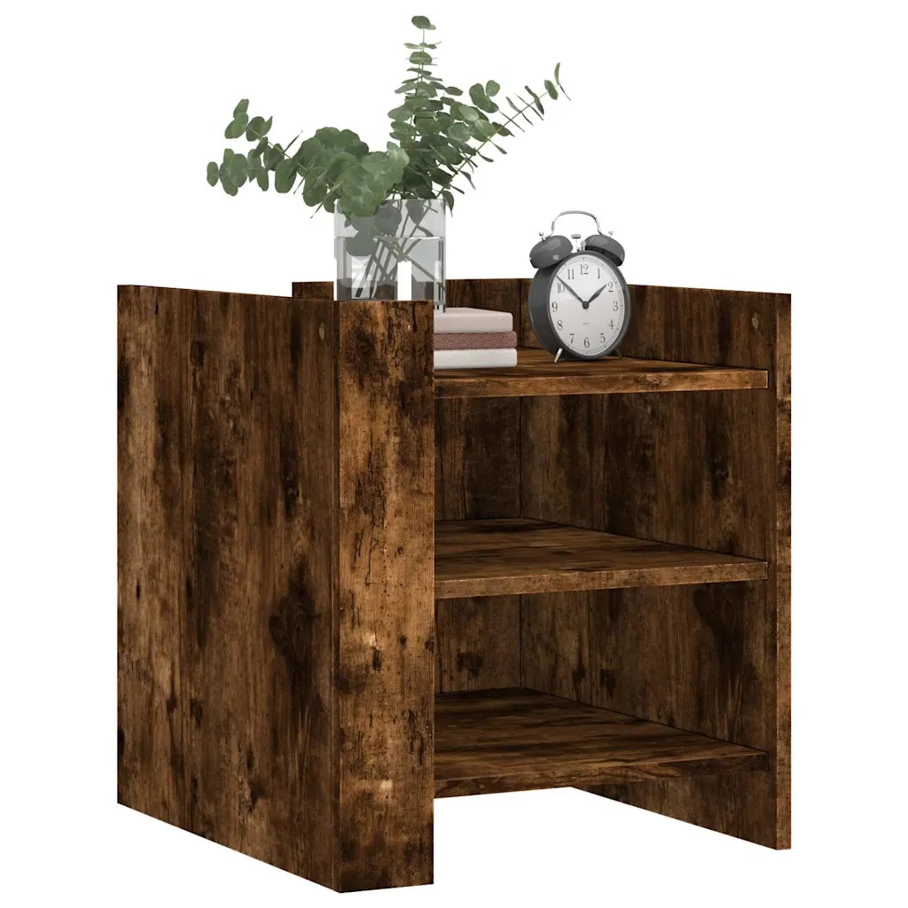 Comodino | Armadio da Notte | Mobiletto da notte Rovere Fumo 45x50x50 cm in Truciolato