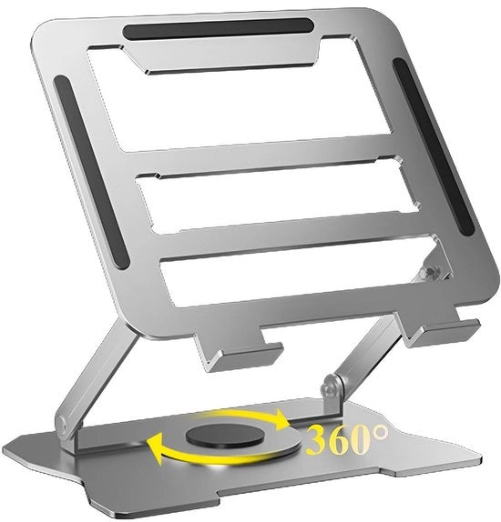 Supporto per laptop con base rotativa 360°, supporto per laptop pieghevole, supporto ergonomico per laptop da 10 a 17 pollici
