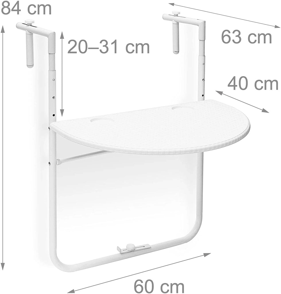Tavolo pieghevole da balcone 3 livelli regolabili bianco 13_0002691_3/2