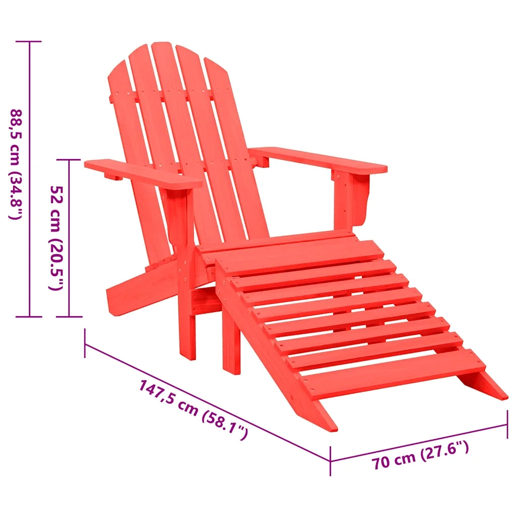 Sedia Giardino Adirondack con Ottomana Massello di Abete Rossa 315863