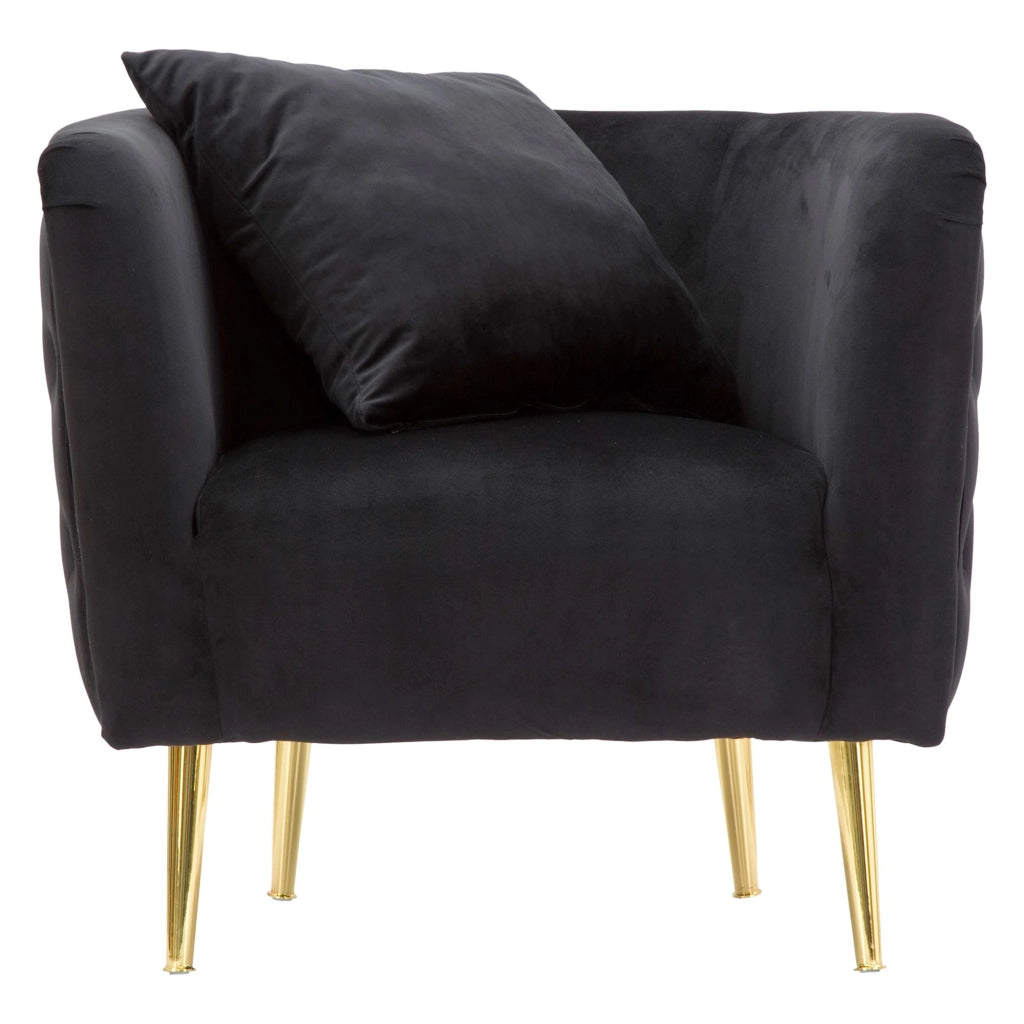 Poltroncina StIves, Poltrona Rivestimento in Velluto, 76x74x71h cm Nero