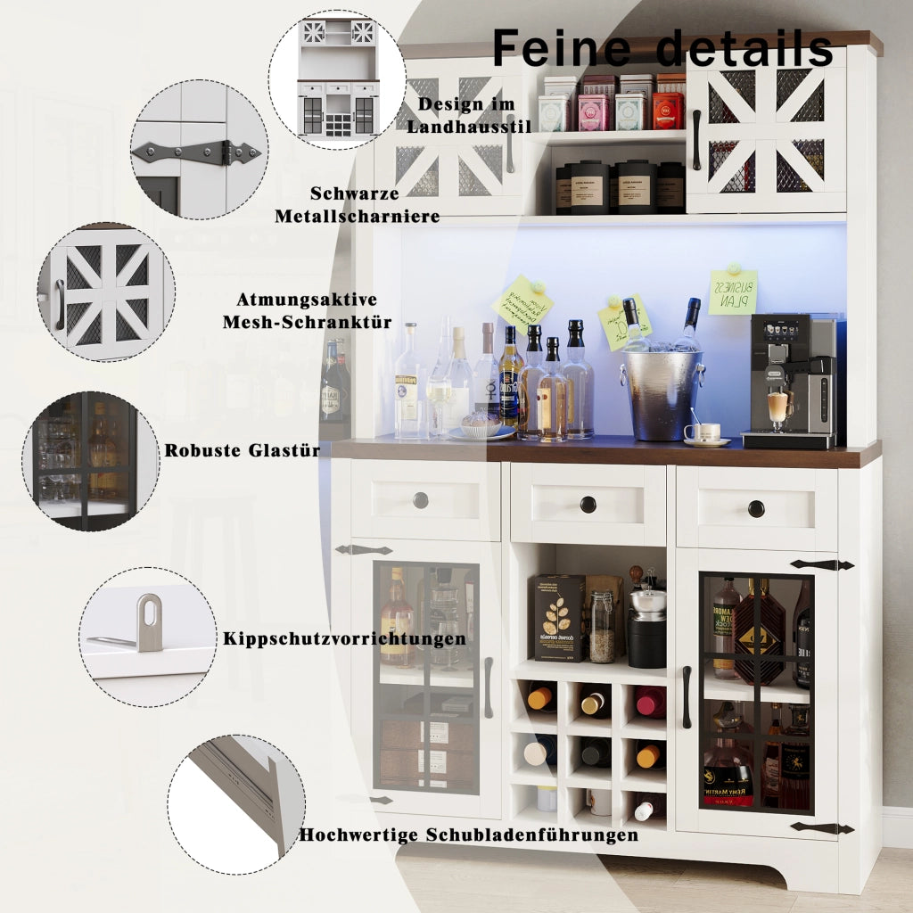 ARMADIO ALTO 120x40x180 cm Bianco MDF e Vetro con LED