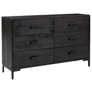 Credenza | Madia | Buffet da pranzo | Armadio da pranzo Nera 110x35x70 cm in Legno Massello di Pino