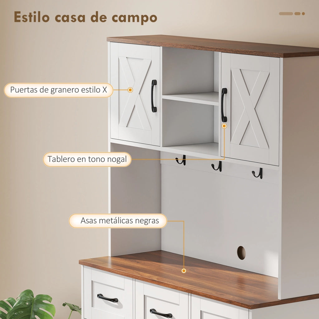 Armadio Cucina con Porte e Cassetti ¨C zephmum ¨C Bianco 100x38x172 cm