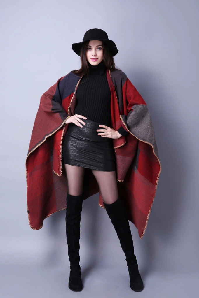 Mantella/sciarpa da donna in cashmere caldo per autunno/inverno con spacchi - Sciarpa alla moda
