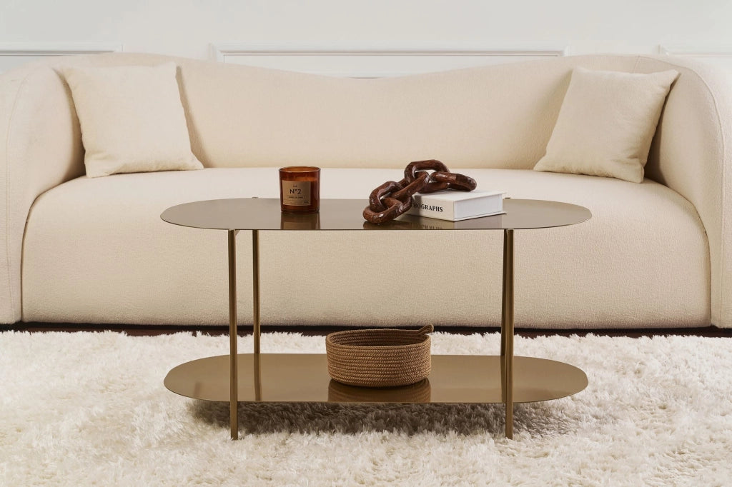 Verzate, Tavolino da Salotto un Vano, 100x45x51h cm oro
