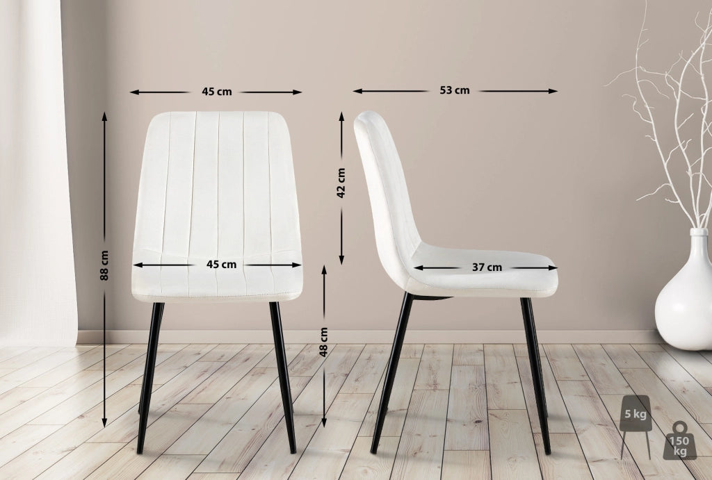 Sedia Dijon in velluto o tessuto Velluto,bianco crema