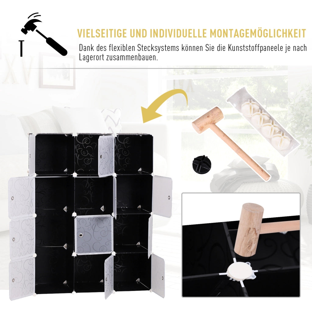 Armadio a cubi con 2 grandi e 9 piccoli moduli ¨C zephmum ¨C nero 111x47x145 cm