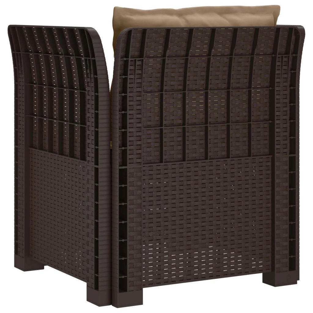 Sedia da giardino-Poltrona a 1 Posto con Cuscini Aspetto Rattan PP Marrone 552812