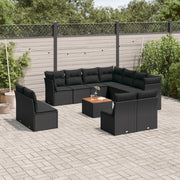 Set Divani da Giardino 12 pz con Cuscini Nero in Polyrattan 3256034