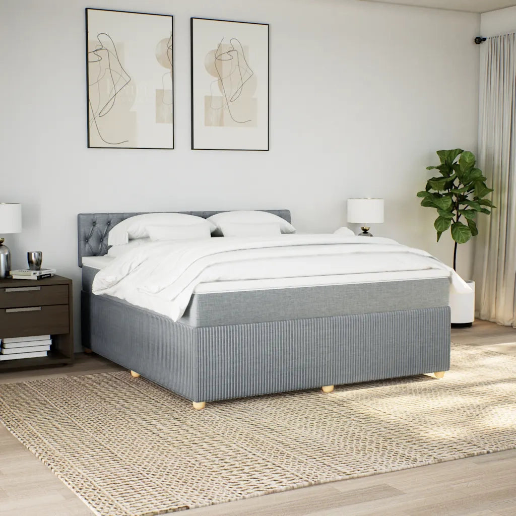 Giroletto a Molle con Materasso Grigio Chiaro180x200 cm Tessuto