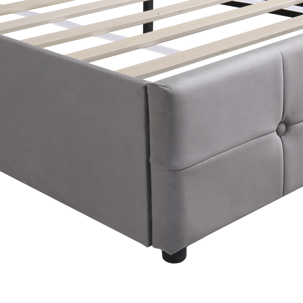 Letti contenitori 140x200 cm con contenitore idraulico; velluto grigio (Senza materasso)