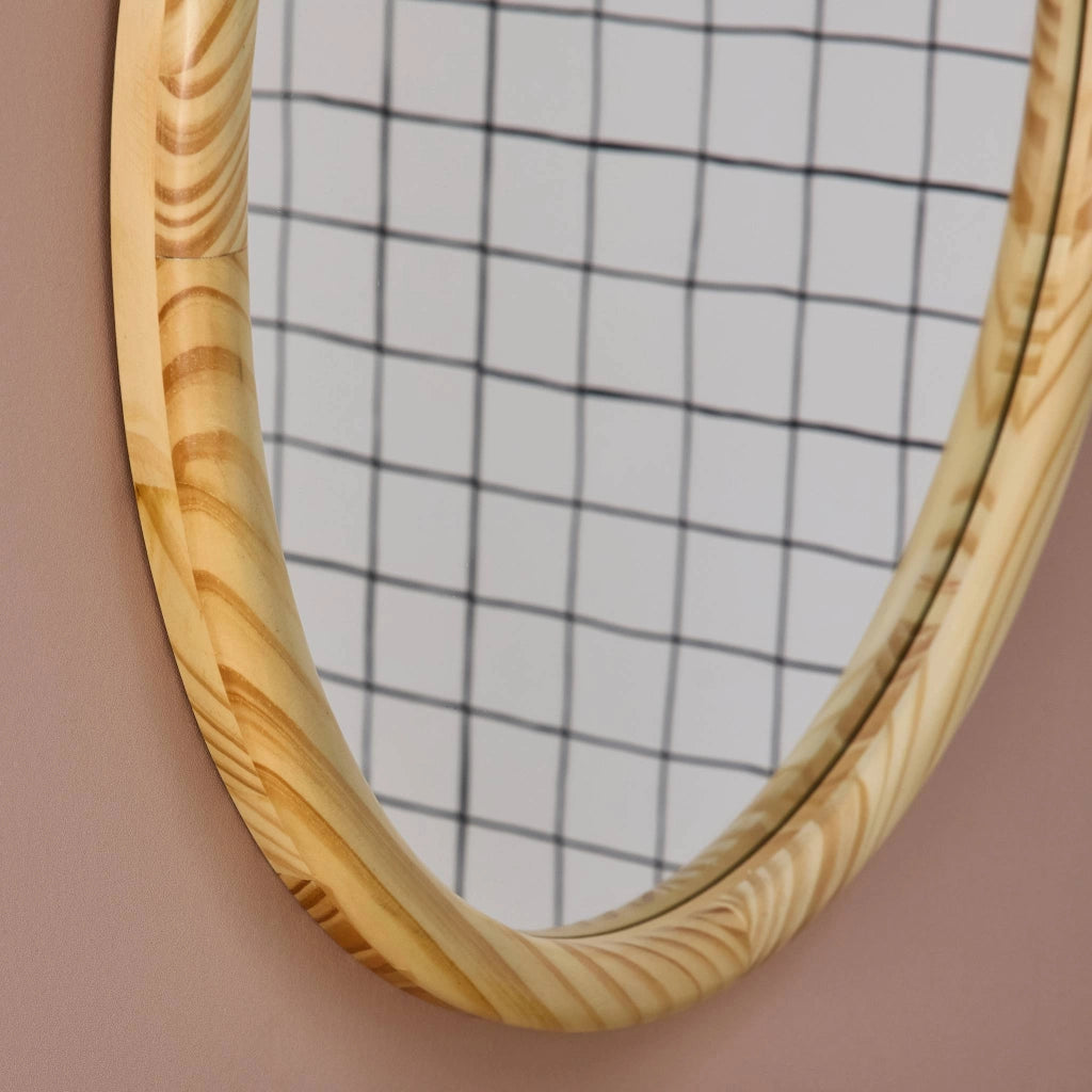 Specchio rotondo in legno di pino, 60cm, marrone naturale