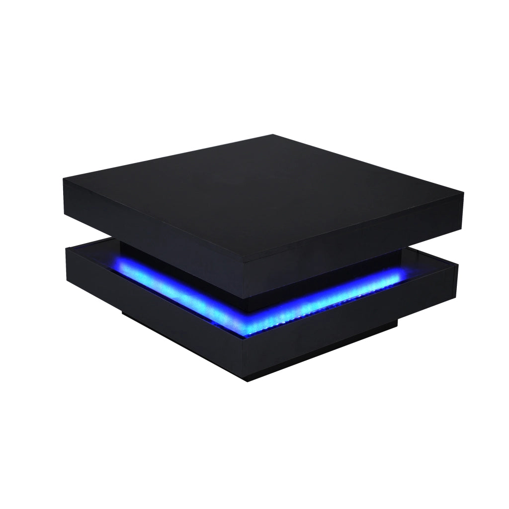 Tavolino da Caff¨¨ Quadrato con LED 16 Colori ¨C Xylo ¨C Nero, 70x70x36 cm