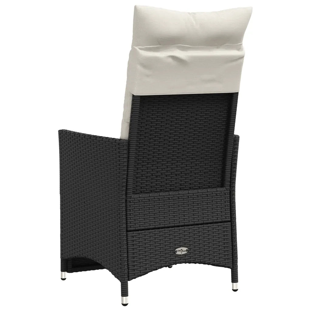 Sedie Reclinabili da Giardino 2 pz con Cuscini Nero Polyrattan 365666