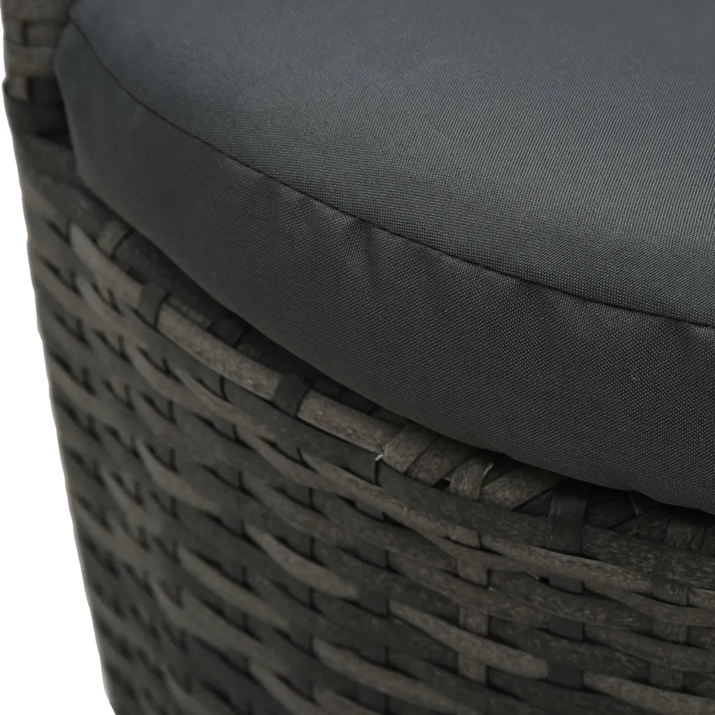 Set da Bistrot 3 pz con Cuscini in Polyrattan Grigio cod mxl 44591