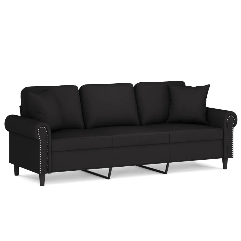 Divano a 3 Posti con Cuscini Nero 180 cm in Vellutocod mxl 99164