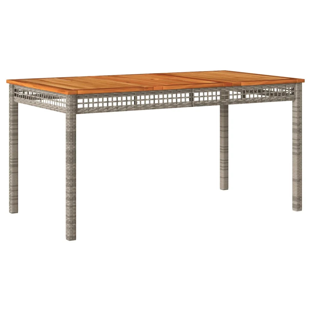 Tavolo da Giardino Grigio 140x80x75cm Polyrattan e Legno Acaciacod mxl 115108