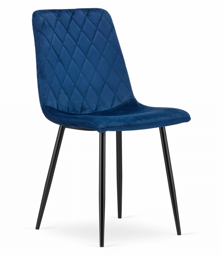 Sedia VALORA TURIN - Design ergonomico in velluto blu navy x 4