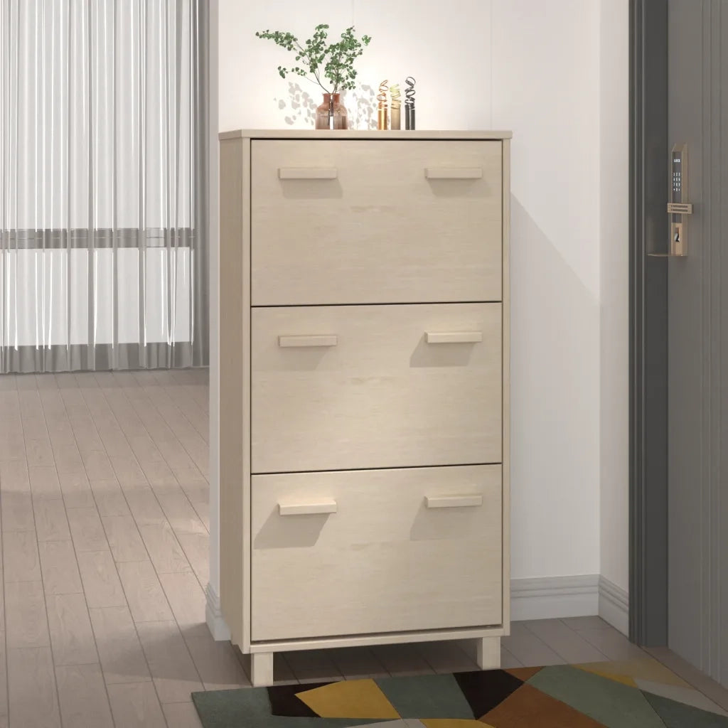 Scarpiera | Mobile per scarpe HAMAR ambra 59,5x35x117 cm in Legno Massello di Pino