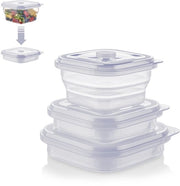 Set di contenitori per il pranzo opachi da 3 pezzi in silicone di platina, resistenti al calore e al freddo, impermeabili, resistenti al lavastoviglie