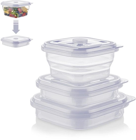 Set di contenitori per il pranzo opachi da 3 pezzi in silicone di platina, resistenti al calore e al freddo, impermeabili, resistenti al lavastoviglie