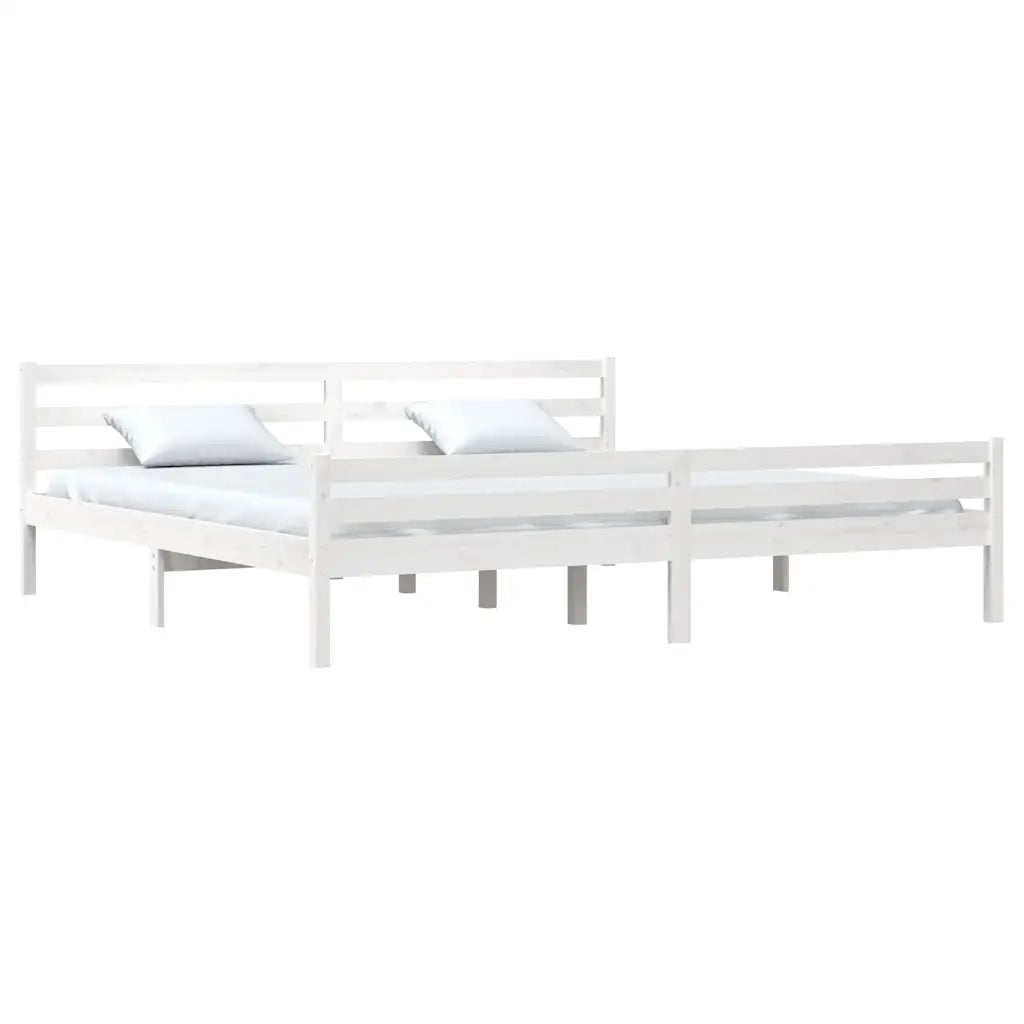 Giroletto-Struttura Letto Bianco in Legno Massello 200x200 cm 954450