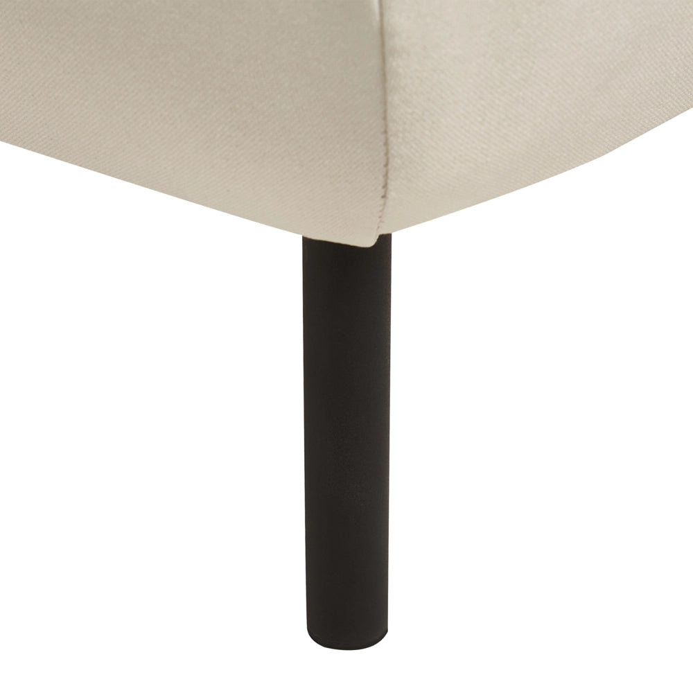 Ottomano poggiapiedi in tessuto beige chiaro imbottito metallo gambe nere poggiapiedi quadrato imbottito bordi decorativi neri Retro Glam