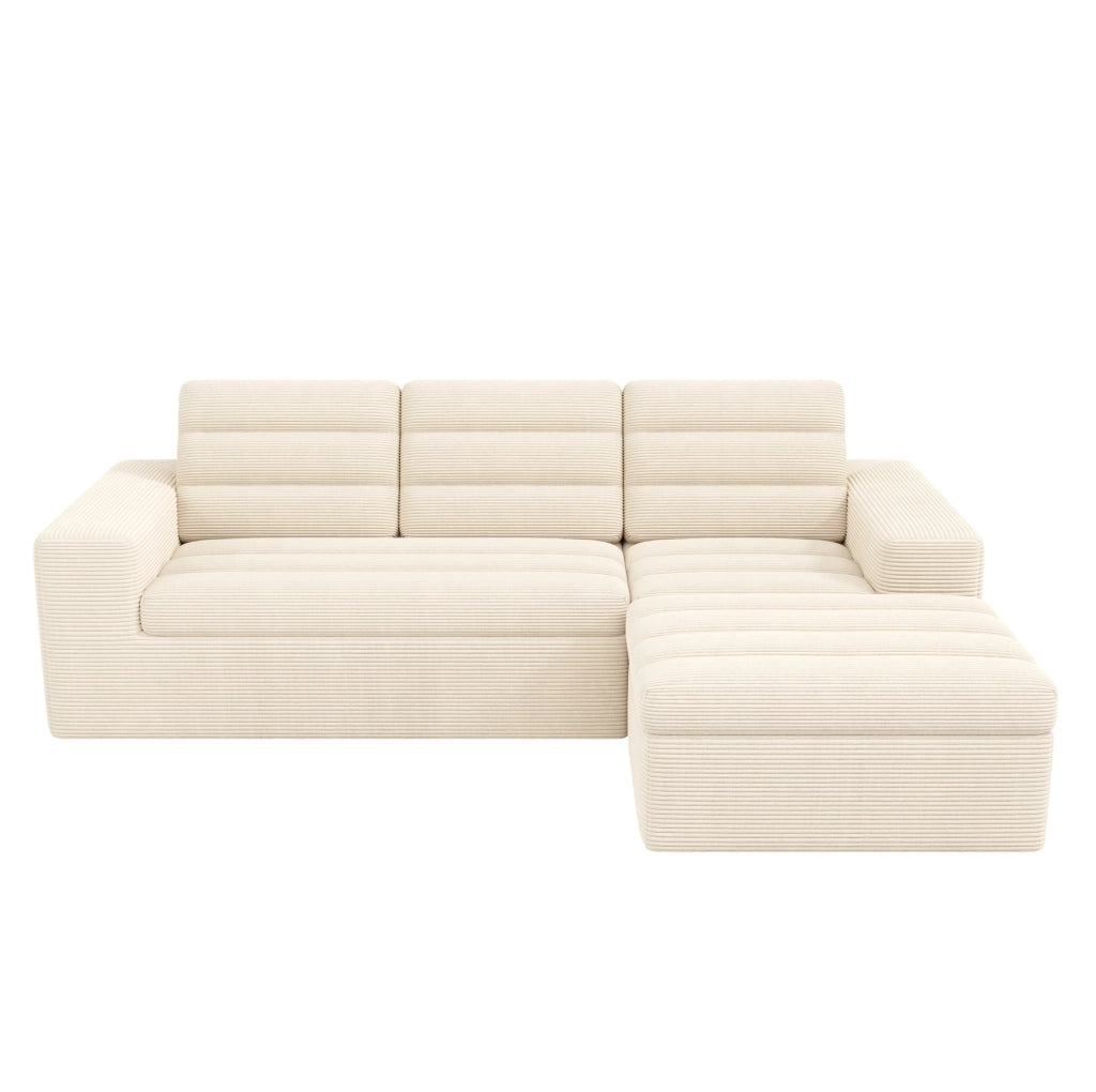 Sofa modulare angolare a L 253 x 161 x 89 cm in corduroy beige