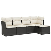 Set Divani da Giardino 5 pz | Set Salotto da Giardino con Cuscini in Polyrattan Nero