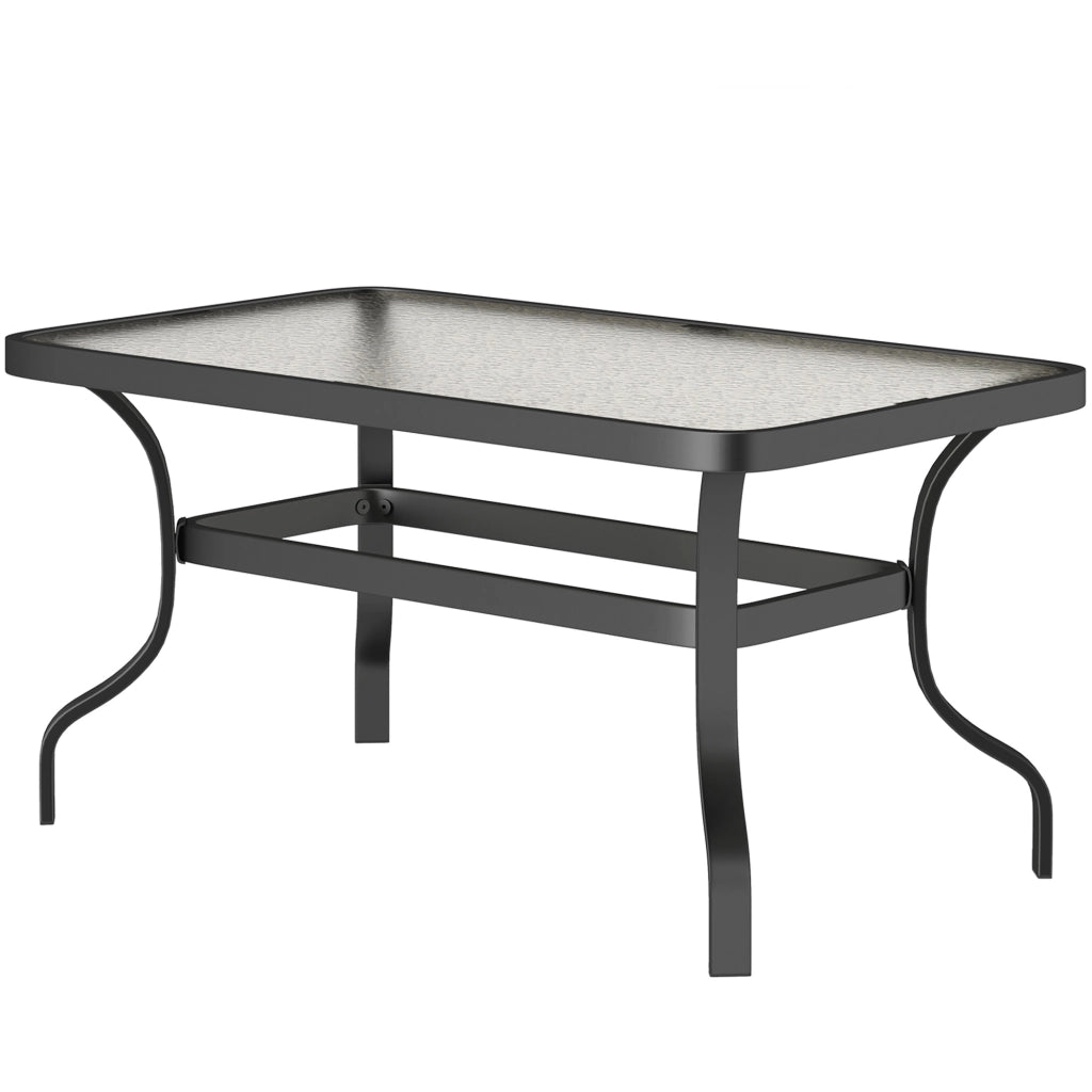 Tavolino da giardino con piano in vetro temperato ¨C zephmum ¨C nero 95x55x46