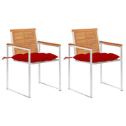 Sedie da Giardino 2 pz con Cuscini in Legno Acacia e Acciaio cod mxl 75818