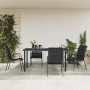 Set da Pranzo da Giardino 5 pz Nero in Acciaio e Textilene 3200698