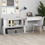 Scrivania Angolo Bianco Lucido 200x50x76 cm Legno Multistrato 801104