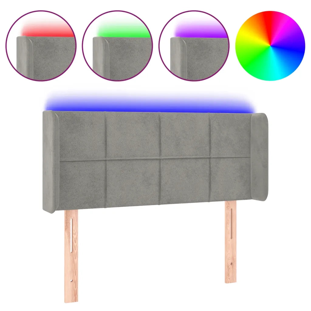 Testiera-Testata Decorativa Grigio Chiaro a LED 93x16x78/88 cm in Velluto 311520