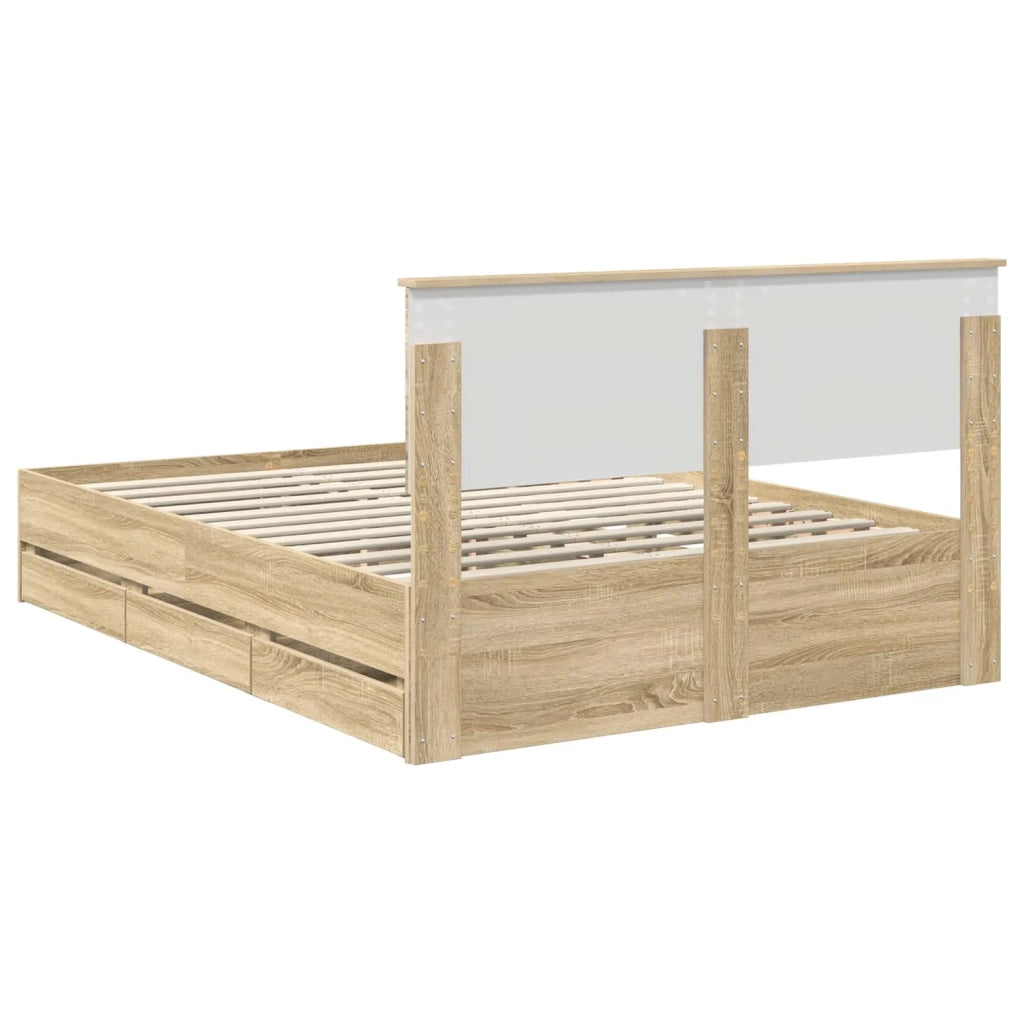 Struttura del letto con cassetto Rovere Sonoma 140 x 190 cm 3407979