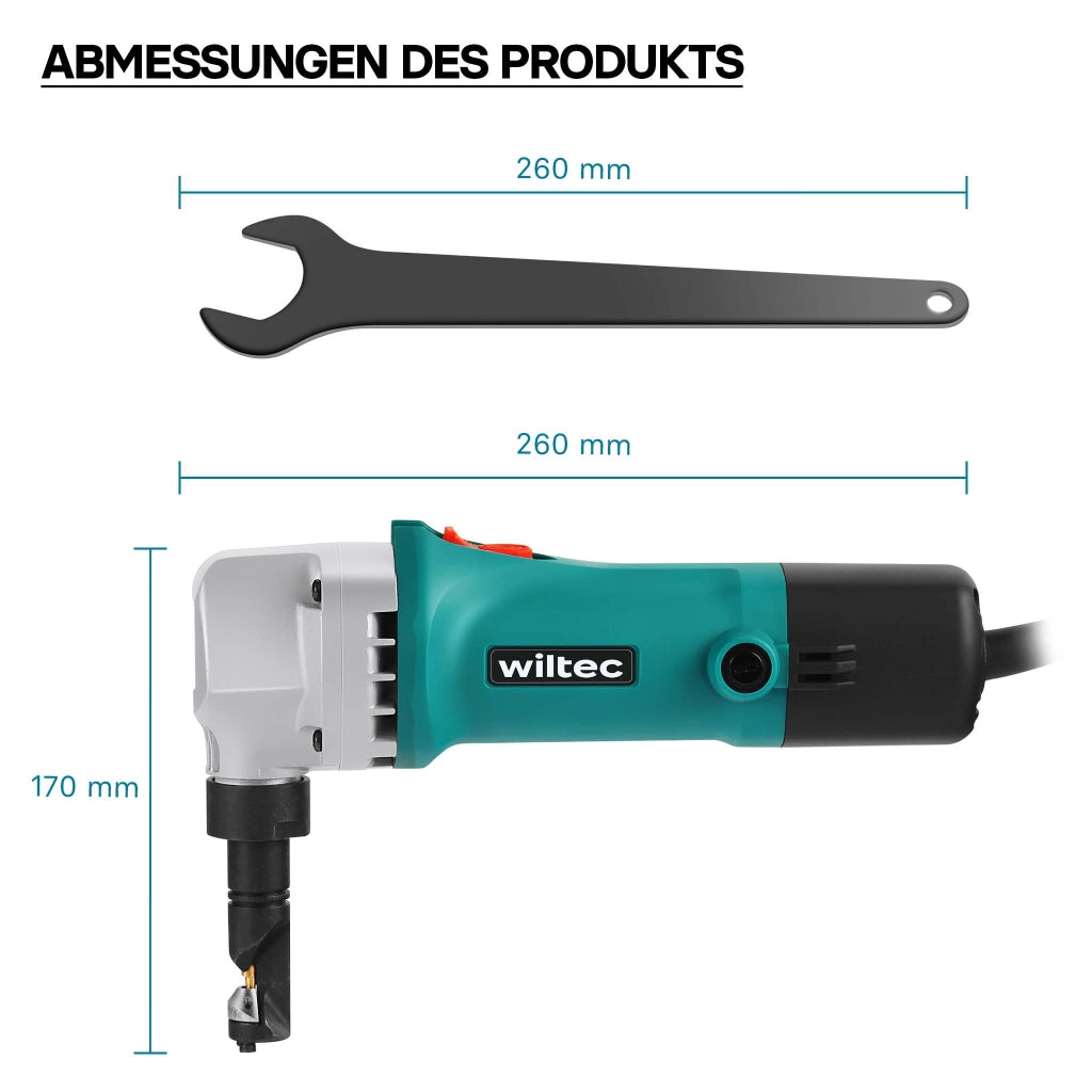 Roditrice per lamiera 500W profondità di taglio fino a 2,5mm testa di roditura rotabile a 360°