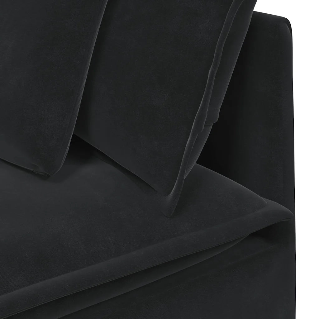 Divano Modulare con Cuscini in Velluto Nero 3321342
