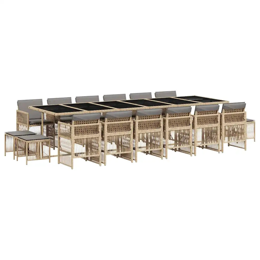 Set Pranzo da Giardino 17 pz con Cuscini Beige Misto Polyrattan 3211008