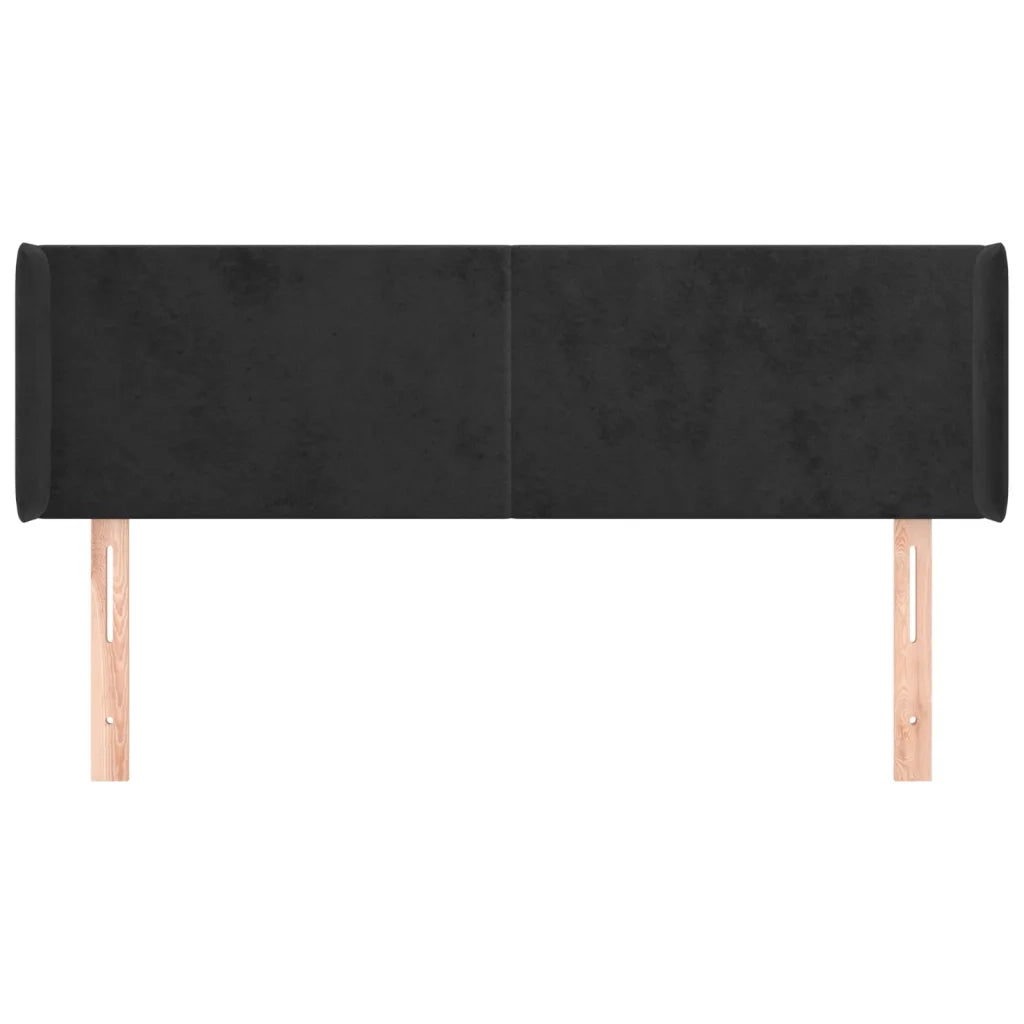 Testiera ad Orecchio Nera 147x16x78/88 cm in Velluto 3118538