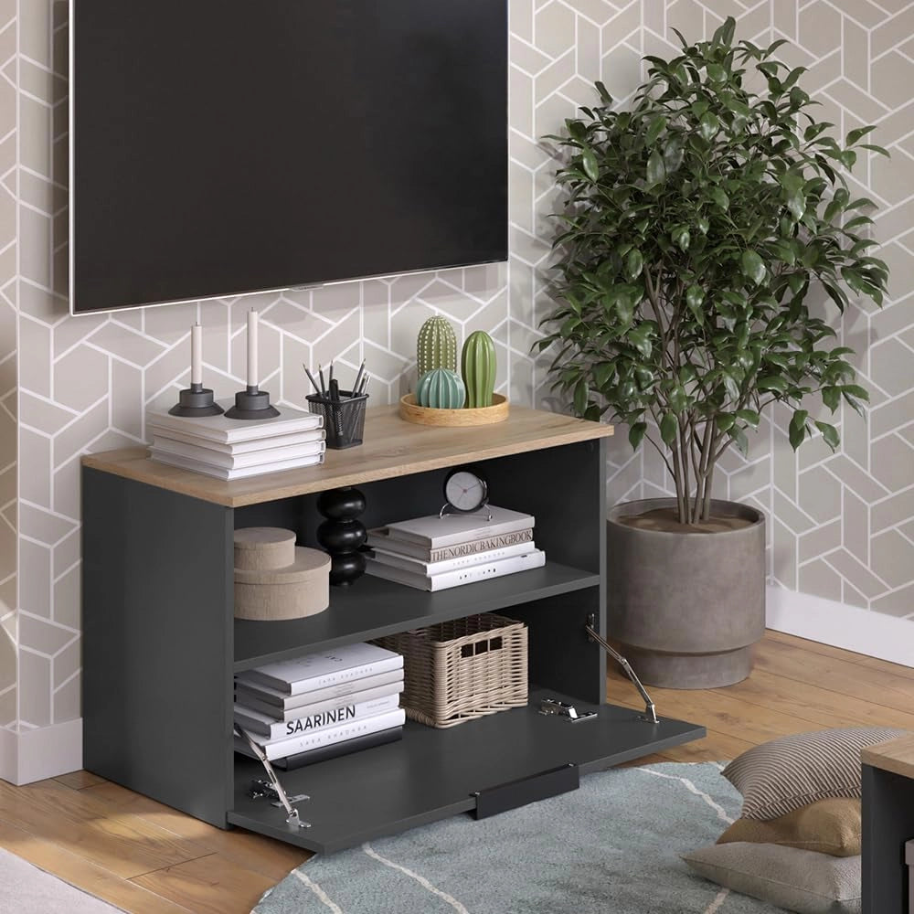 Credenza Wido, Antracite/Sonoma, 80 x 50 cm con 1 scomparto chiuso