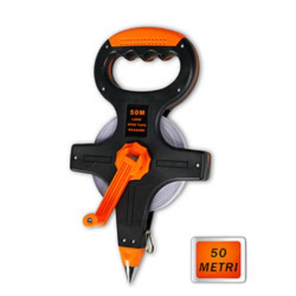 Trade Shop - Rotella Metrica Nastro In Acciaio 30 O 50 Metri Con Picchetto Metro Per Misurare -
