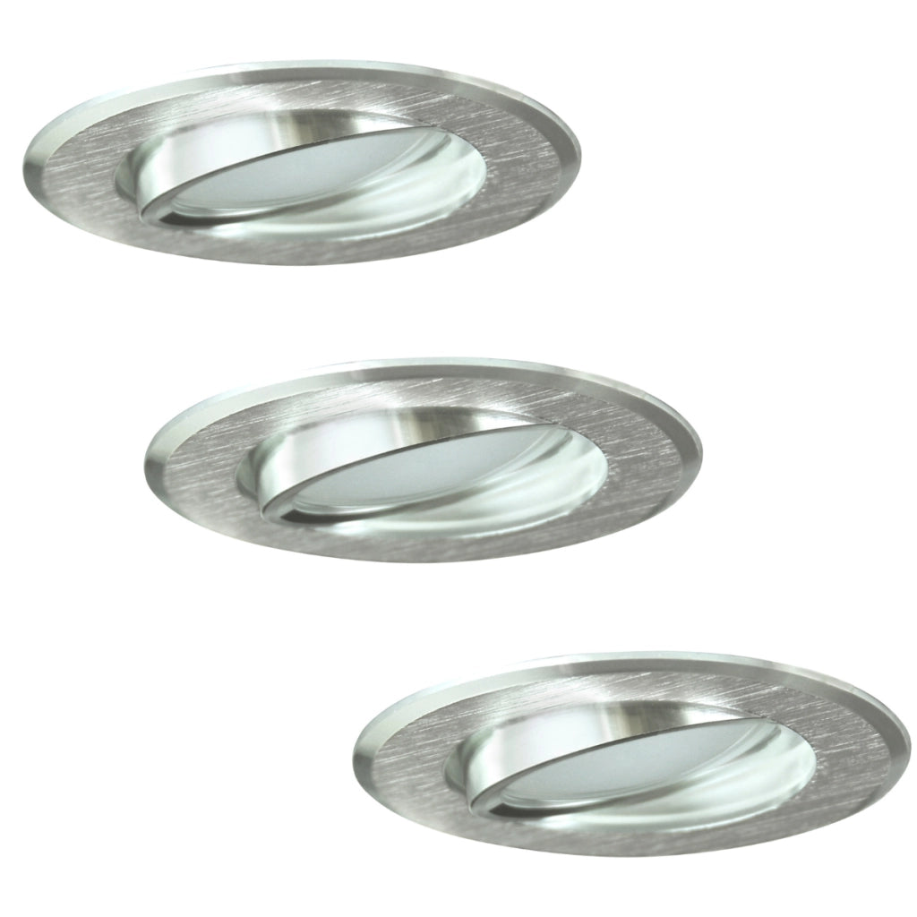 Faretto LED incasso 3pz alluminio argento GU10 Polux