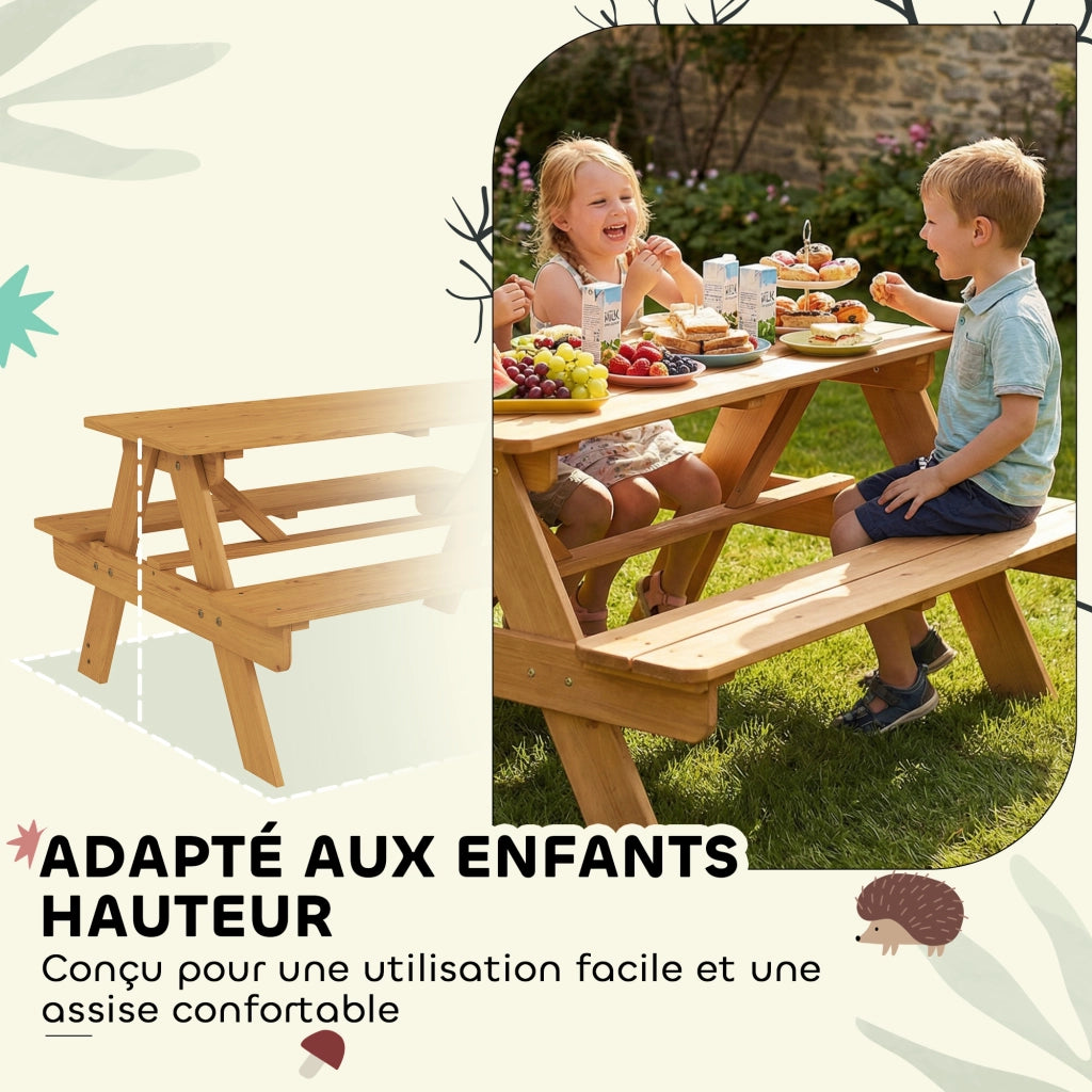 Set tavolo e panche da giardino bambini ¨C zephmum ¨C legno massello naturale