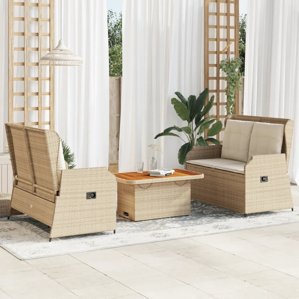 Set Divani da Giardino 3 pz con Cuscini in Polyrattan Beige 3262750