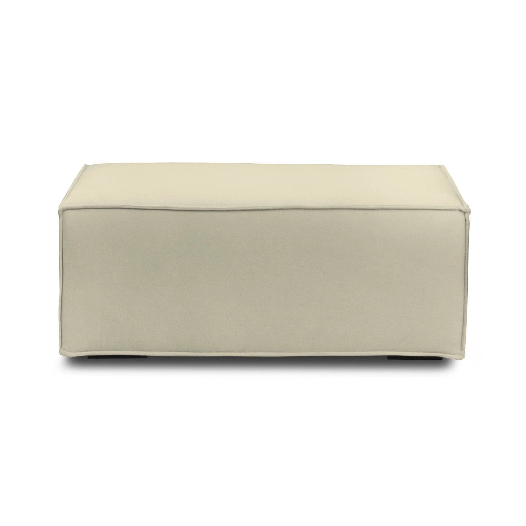 Pouf Assisi, Pouf da salotto, 100% Made in Italy, Poltroncina relax in tessuto imbottito, Cm 100x70h43, Beige