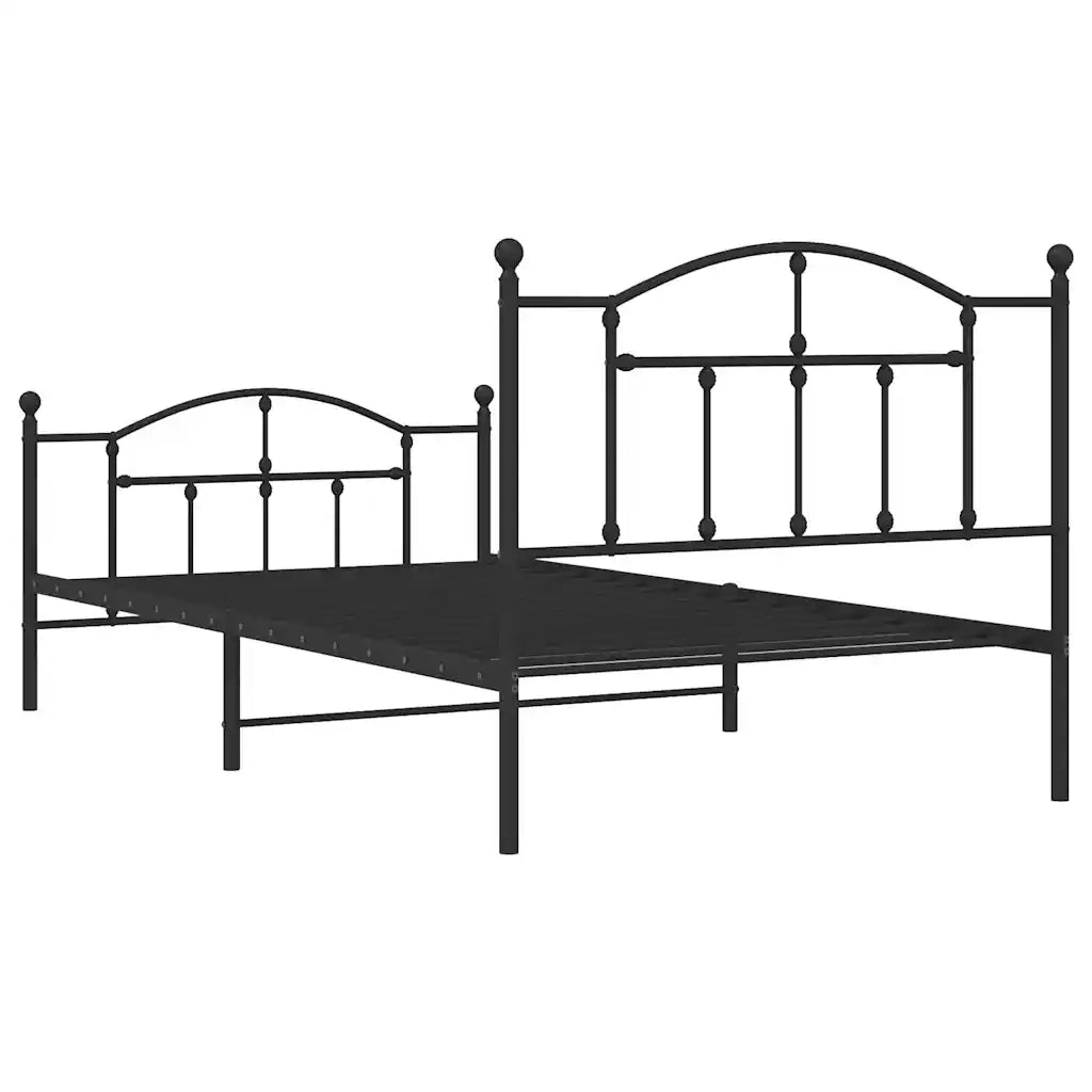 Giroletto con Testiera e Pediera-Struttura Letto Metallo Nero 100x200 cm 474585